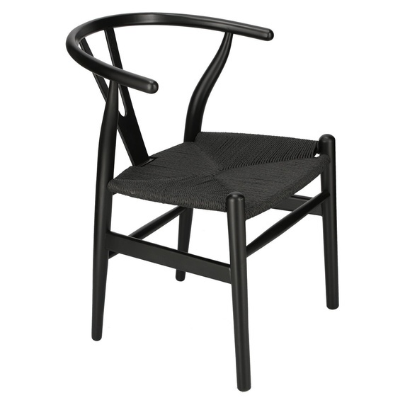 Krzesło Wicker Czarne czarny inspirowany Wishbone