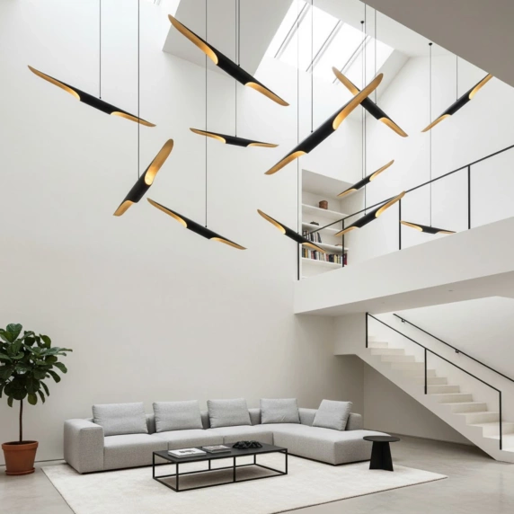 Lampa wisząca BLACK TUBE czarno złota 100 cm