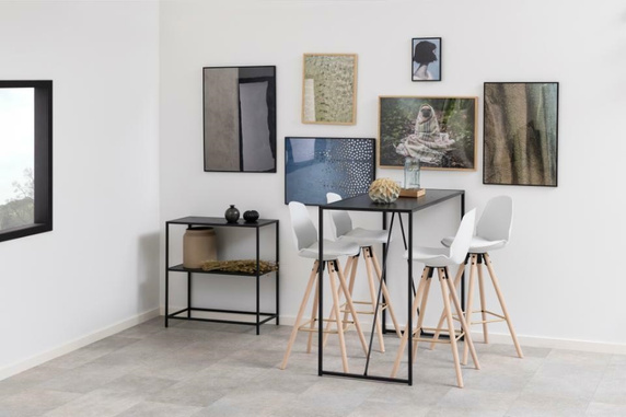 ACTONA krzesło barowe OSLO białe - ekoskóra, podstawa dębowa