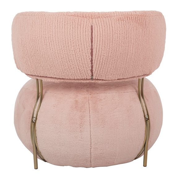 Fotel LOW TEDDY PINK różowy - stal