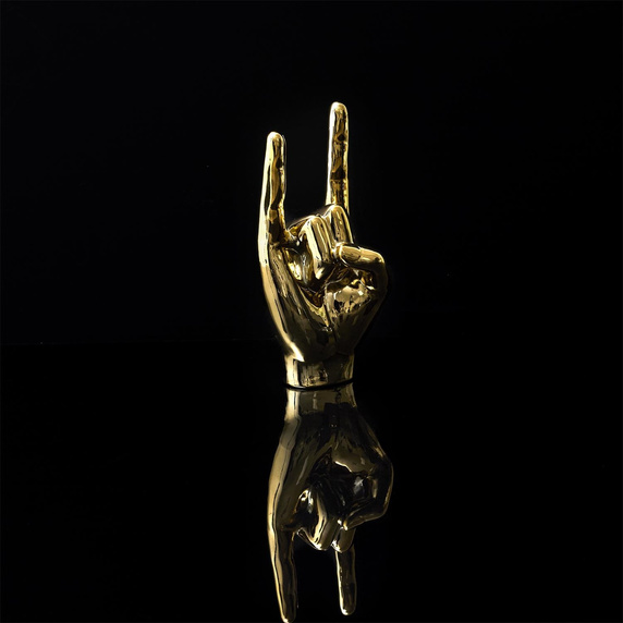 Dekoracja, figurka Dłoń Rock and Roll     złota
