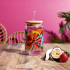 Szklanka Exotic Paradise 450ml ze słomką  i bambusową pokrywką