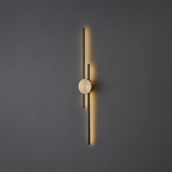 Lampa ścienna LED CENTRO czarny i mosiądz 92 cm - elegancki kinkiet