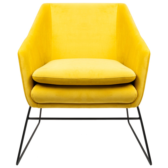 Fotel EMMA VELVET żółty - welur, metal