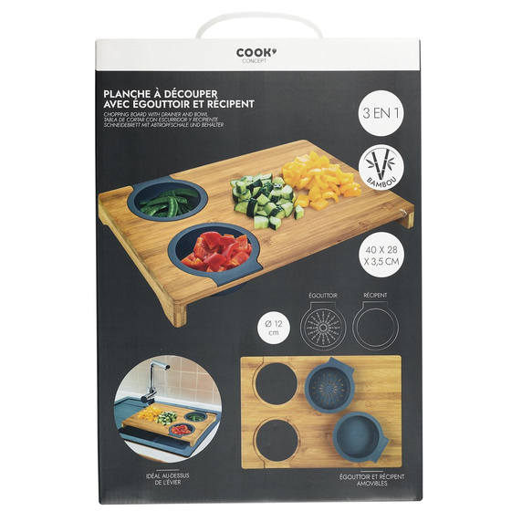 Deska do krojenia z miską i sitkiem