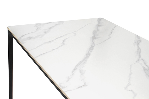 Stół SLIM 180x90 biały, czarny - ceramiczny marmur, aluminium