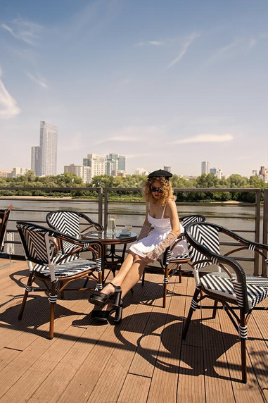 Krzesło ogrodowe CAFE AZURE biały / czarny