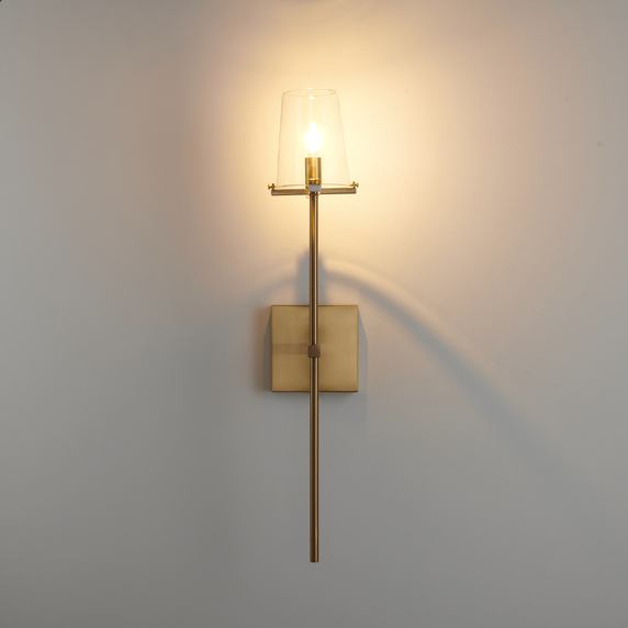 Lampa ścienna CLASSICO złota szklany klosz 62 cm