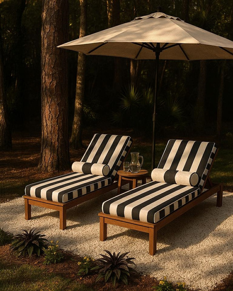 Materac ogrodowy AZURE z poduszką biało-czarny