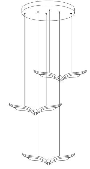 Lampa wisząca GUFO 3 LED różowe złoto 36 cm