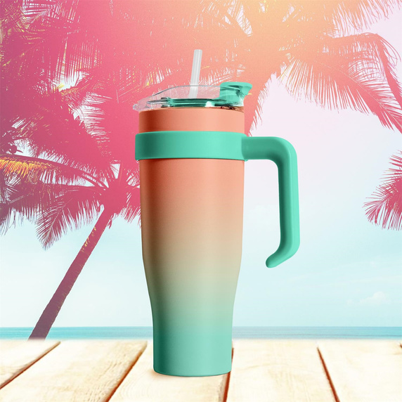 Kubek termiczny Miami Tie-Dye             pomarańczowy/ zielony