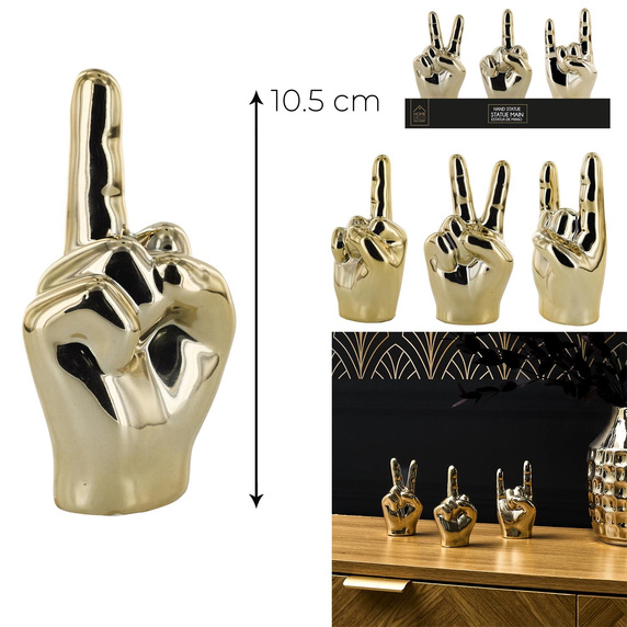 Dekoracja, figurka Dłoń mała Rock and     Roll złota