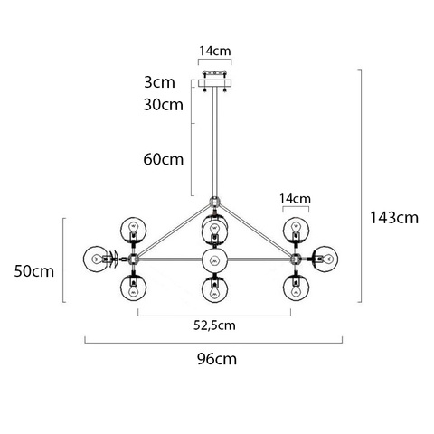 MOOSEE lampa wisząca PLANETARIO 10 czarna - klosze dymione