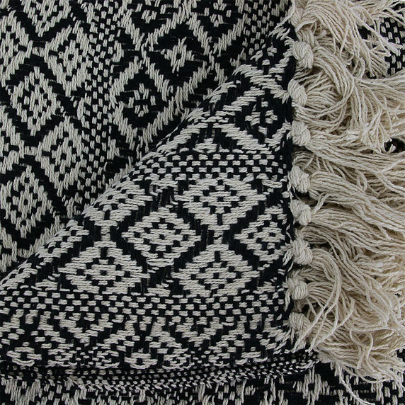 Narzuta na łóżko Etniczna 120x150cm  czarno-biała