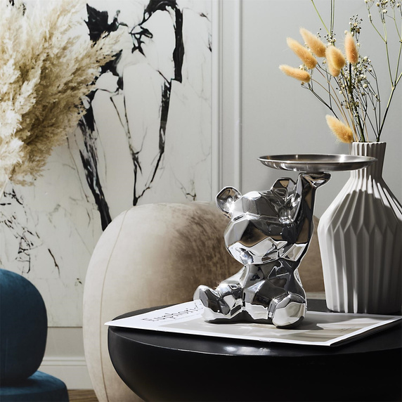 Figurka Miś origami z srebrną tacą        srebrny