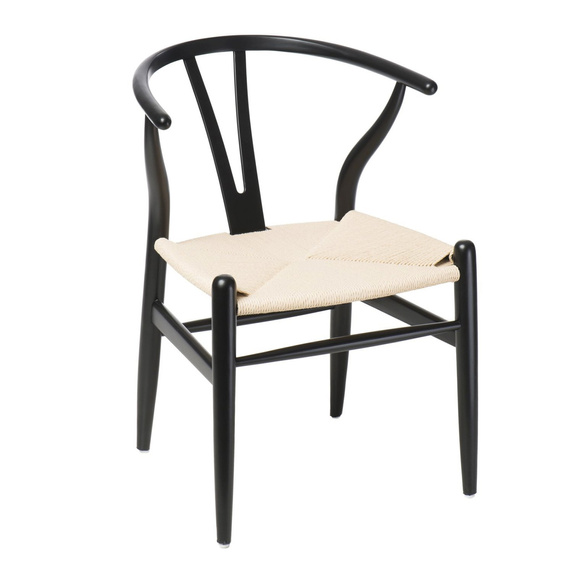 Krzesło Wicker Naturalne Czarny inspirow ane Wishbone