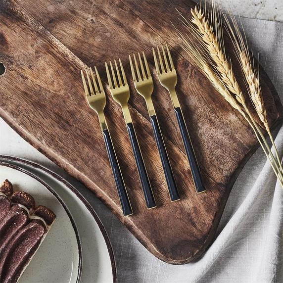 Zestaw 4 widelczyków deserowych           Charlotte złote/czarne