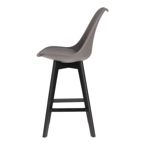 Stołek barowy Norden wood black low PP    ciemny szary