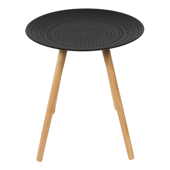 Zestaw 2 okrągłych stolików  czarny/naturalny