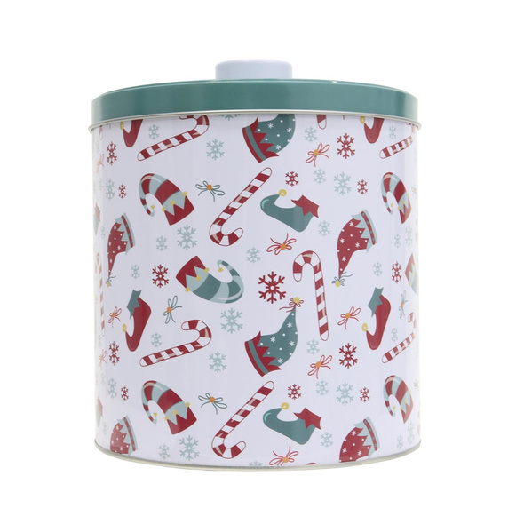 Zestaw 2 pudełek świątecznych metalowych  biało/zielone