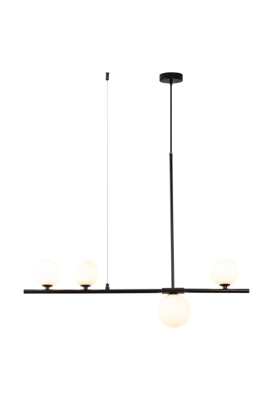 Lampa wisząca MODERNO czarna z białymi kulami 80 cm - do salonu, jadalni i biura