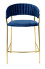 Krzesło barowe MARGO 65 ciemny niebieski - welur, podstawa złota