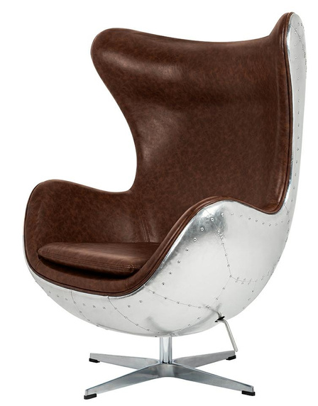 Fotel EGG AVIATOR PU brązowy - ekoskóra,  metal
