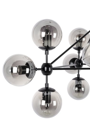 MOOSEE lampa wisząca PLANETARIO 10 czarna - klosze dymione