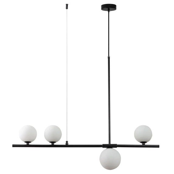 Lampa wisząca MODERNO czarna z białymi kulami 80 cm - do salonu, jadalni i biura