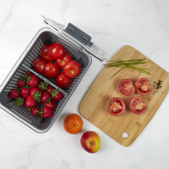 Pojemnik potrójny do przechowywania   w lodówce bordowy