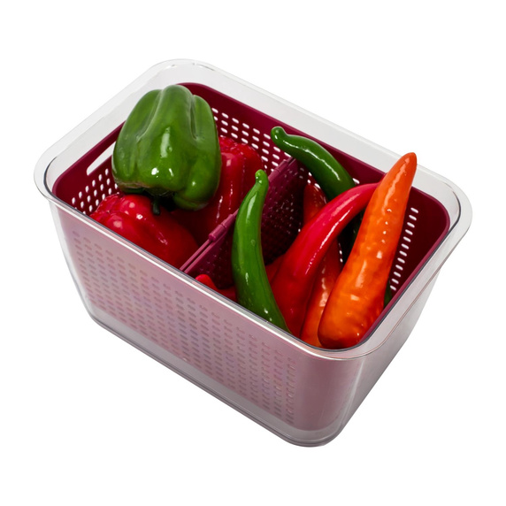 Pojemnik do przechowywania  w lodówce  owoców i warzyw bordowy