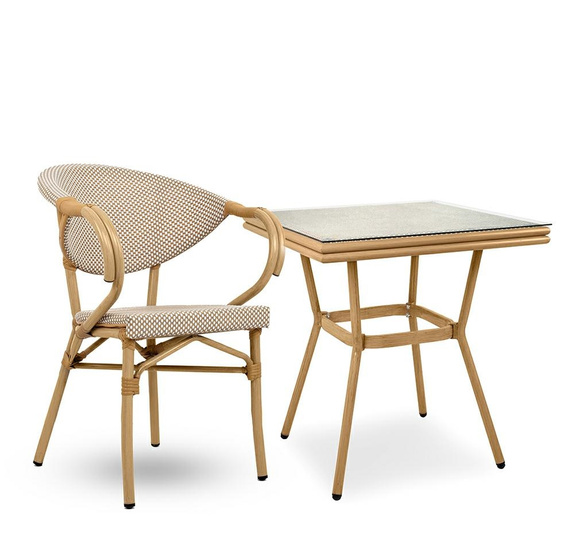 Krzesło ogrodowe CAFE BISTRO PARIS ARM beżowe rattan