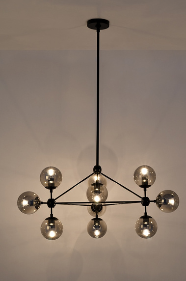 MOOSEE lampa wisząca PLANETARIO 10 czarna - klosze dymione