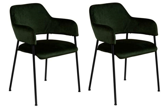 Zestaw 2 krzeseł Lima welurowych          z podłokietnikami zielone