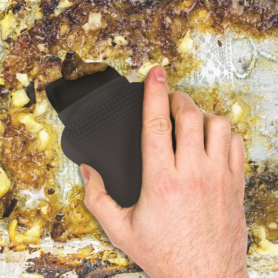 Skrobak z gąbką silikonowy szary