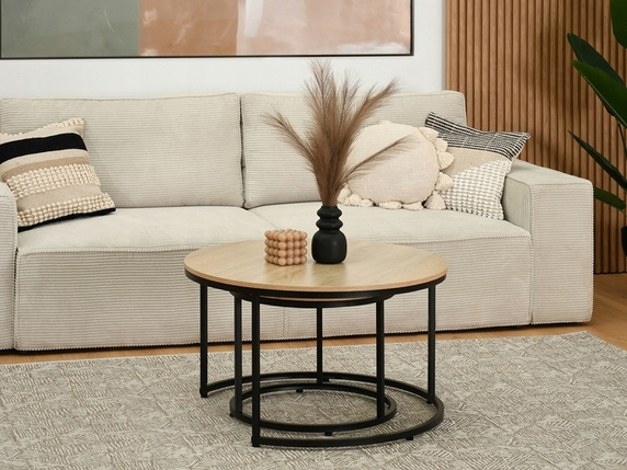 Zestaw 2 stolików Ruth naturalne/czarne