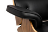 Fotel biurowy LOUNGE GUBERNATOR czarny - sklejka orzech, skóra naturalna, stal polerowana