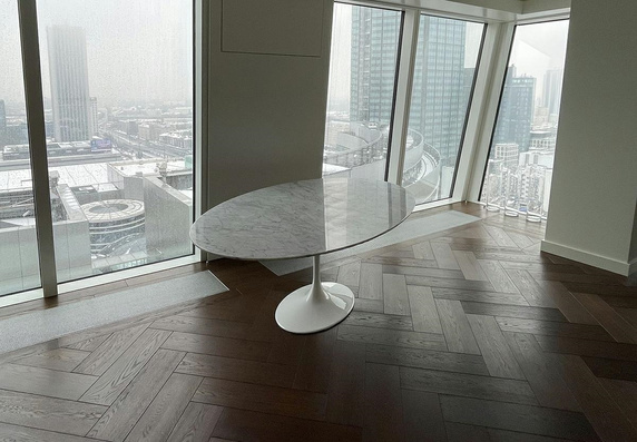 Stół TULIP ELLIPSE MARBLE CARRARA 200     biały - marmur, metal