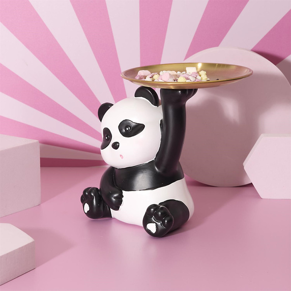 Figurka dekoracyjna organizer Panda ze złotą tacą