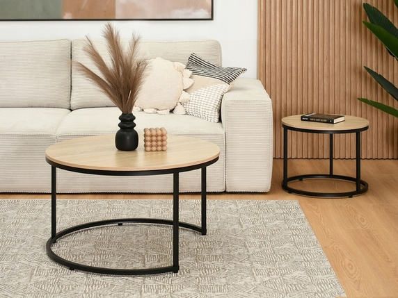 Zestaw 2 stolików Ruth naturalne/czarne