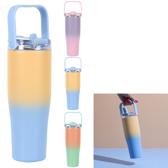 Kubek termiczny New York 900ml            żółto-niebieski