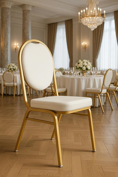 Krzesło bankietowe / konferencyjne        HESTIA białe / złote