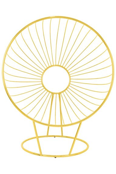 Fotel GABBIA STAND z podnóżkiem złoty - welur, stal