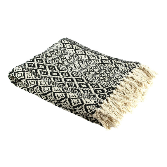 Narzuta na łóżko Etniczna 120x150cm  czarno-biała