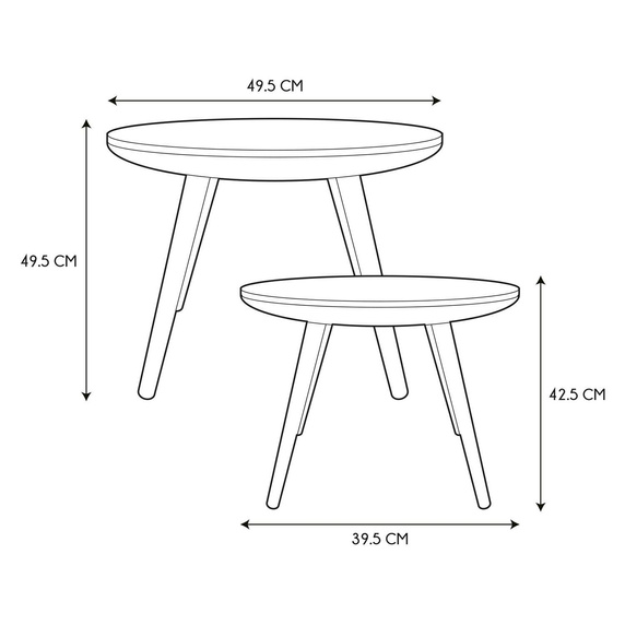 Zestaw 2 okrągłych stolików  czarny/naturalny