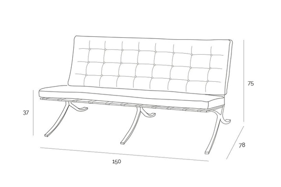 Sofa BA2 2 osobowa, czarna ekoskóra