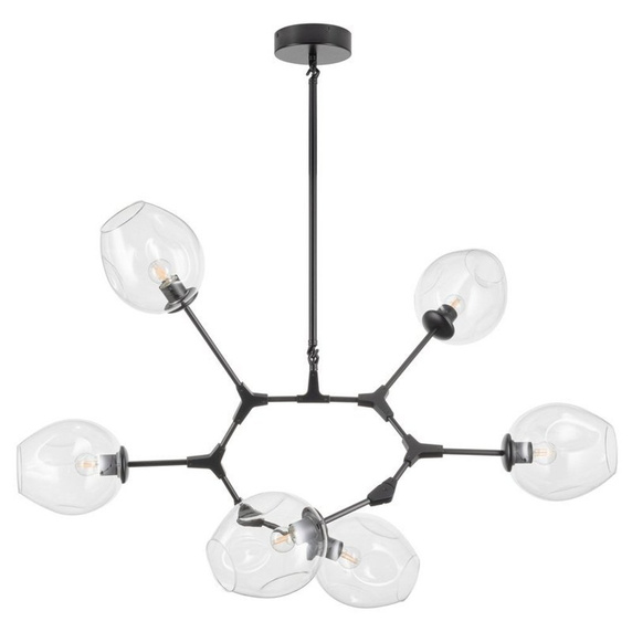 Lampa wisząca MODERN ORCHID-6 transparentno czarna 130 cm