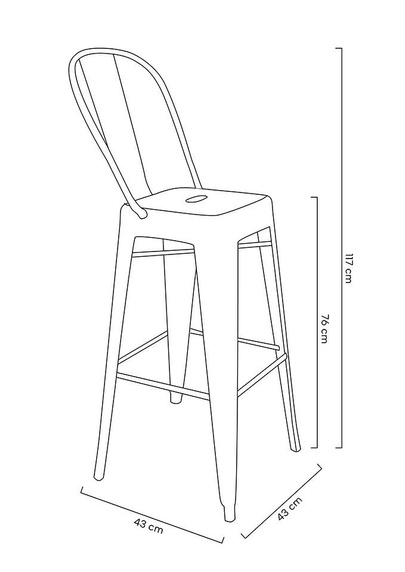 Krzesło barowe TOWER BIG BACK 76 (Paris) metal