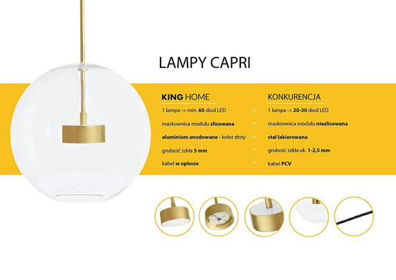 MOOSEE lampa wisząca CAPRI LINE 5 złota