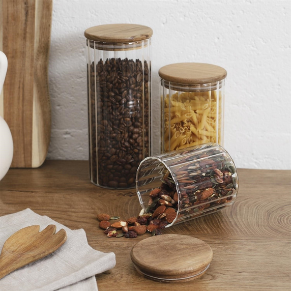 Słoik do przechowywania z pokrywką        akacjową 1,1l